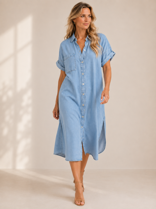 Romy – Hemdblusenkleid in Jeans-Optik