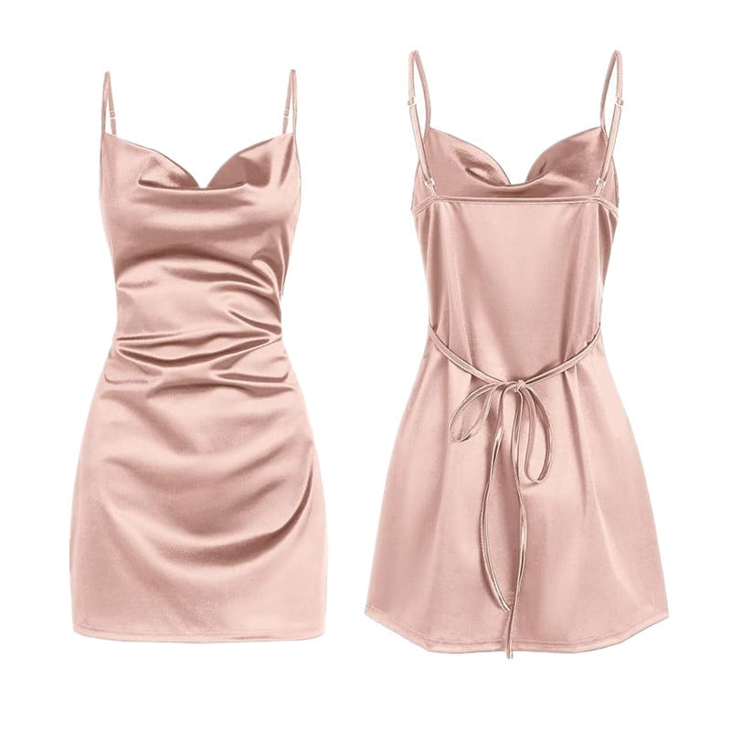 Liv – Satin-Minikleid mit Wasserfallausschnitt