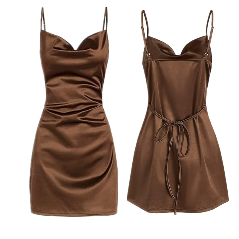 Liv – Satin-Minikleid mit Wasserfallausschnitt