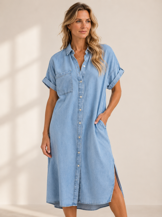 Romy – Hemdblusenkleid in Jeans-Optik