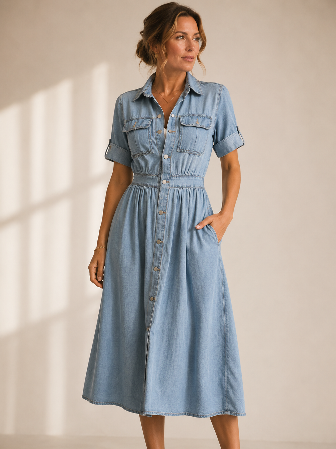 Edda – Jeanskleid im Hemdblusen-Stil