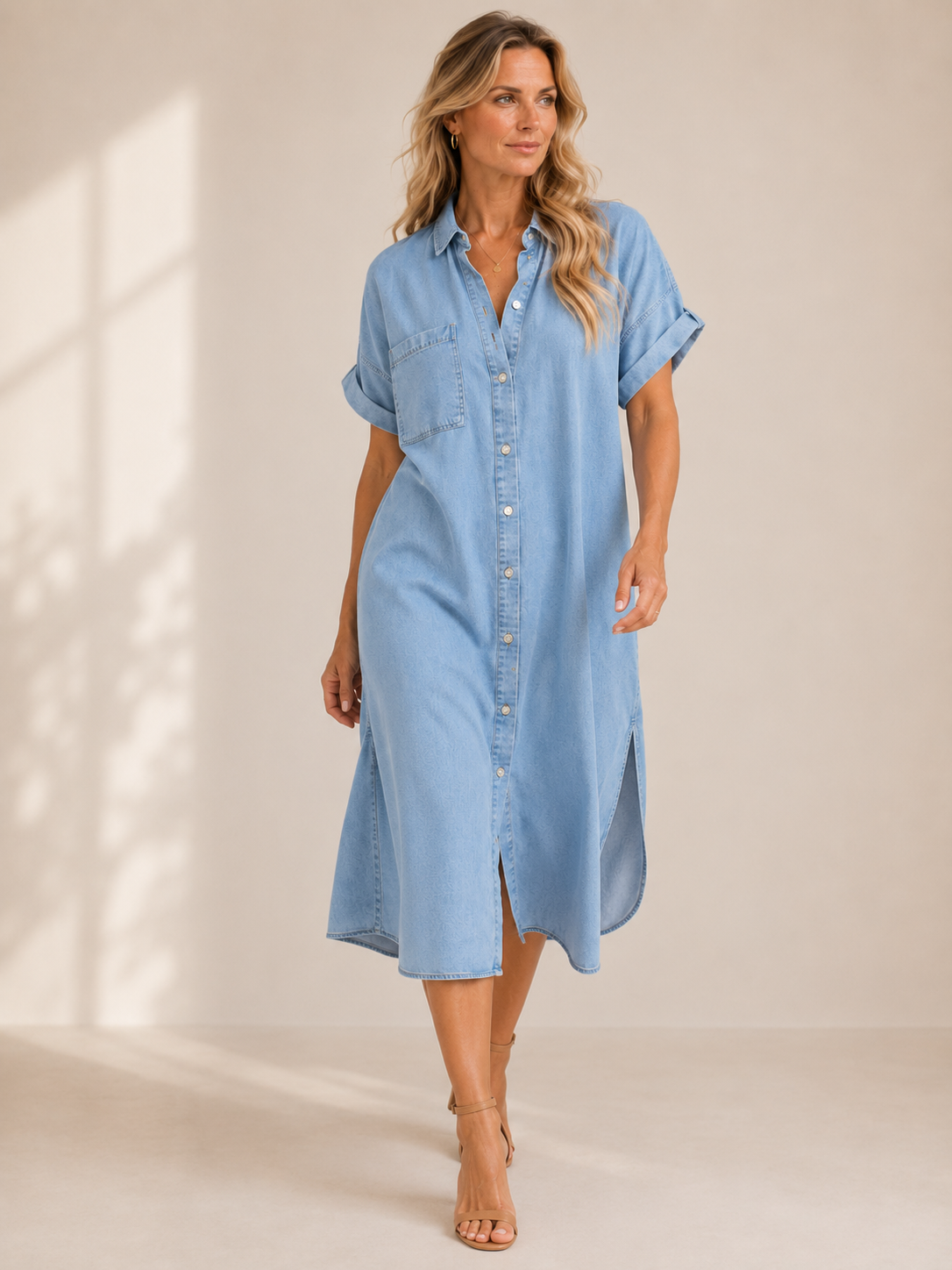 Romy – Hemdblusenkleid in Jeans-Optik