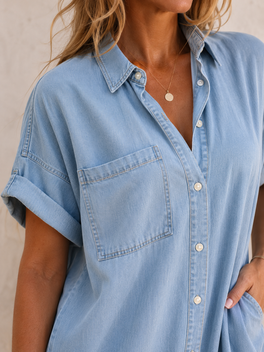 Romy – Hemdblusenkleid in Jeans-Optik