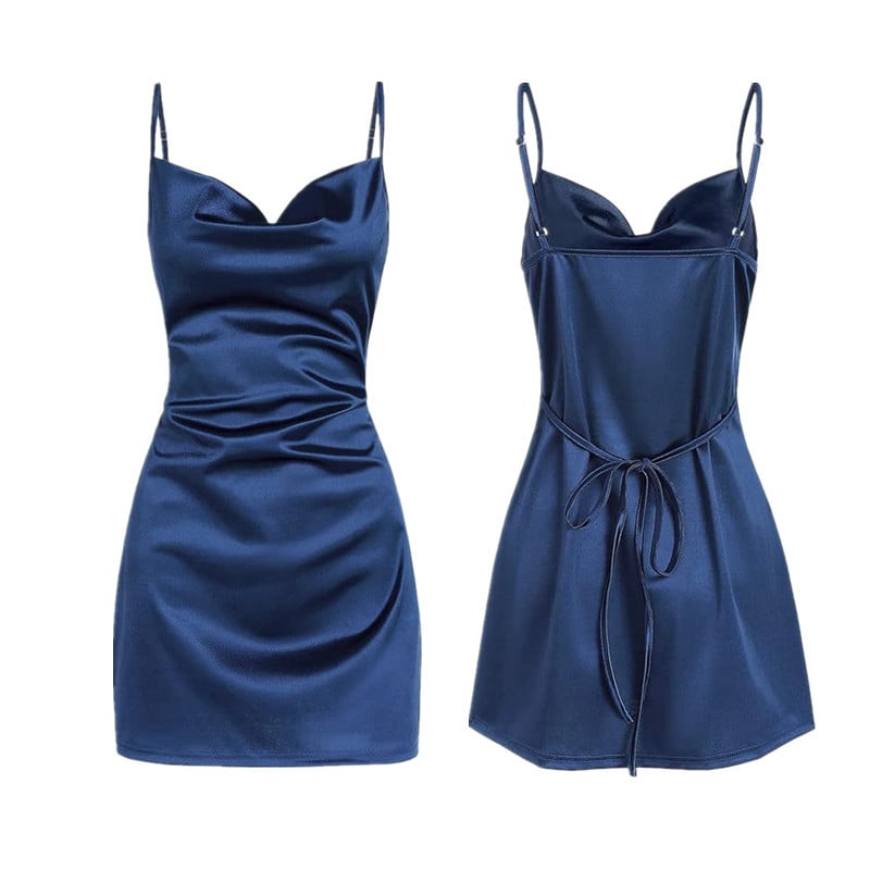 Liv – Satin-Minikleid mit Wasserfallausschnitt