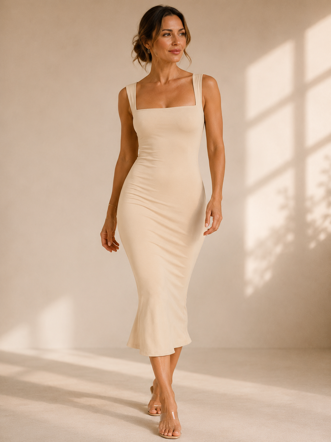 Seraphina – Figurbetontes Maxikleid mit Karree-Ausschnitt